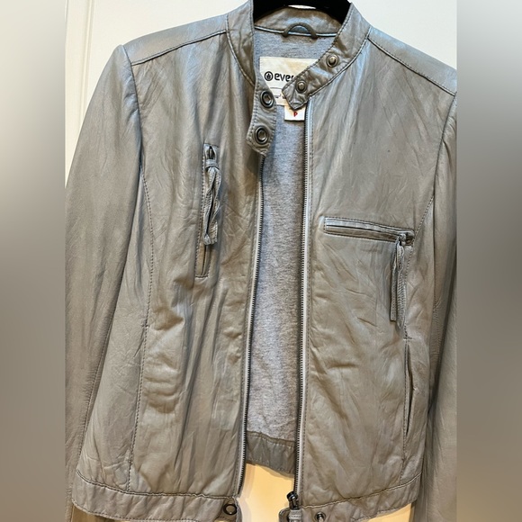 Sassy petite gray lambskin moto jacket - Picture 3 of 6